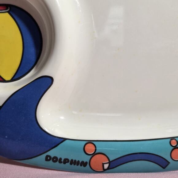 Nagao Children's Divided Sturdy Dinner Plate Dolphin Fish Melamine Korea HTF - Picture 4 of 10